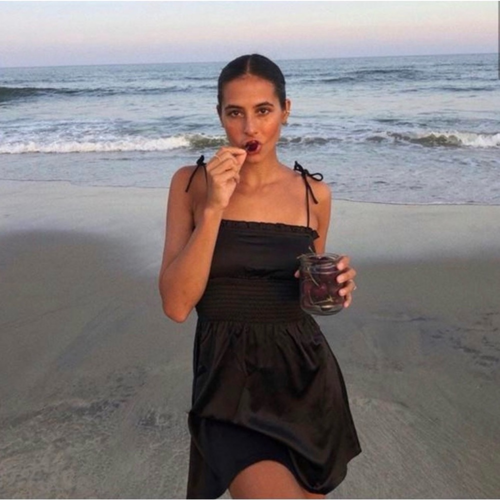 437 Black Satin Dress